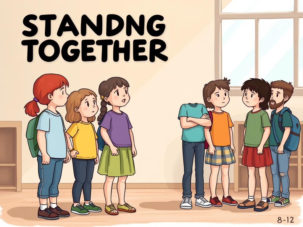 Children demonstrating the 'standing together' anti-bullying technique