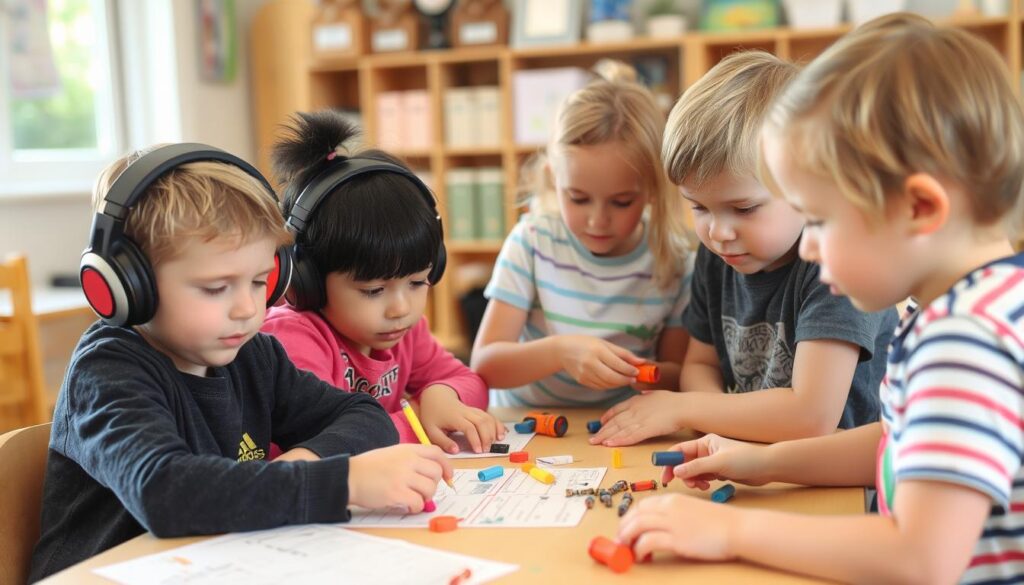 Children participating in a sensory experience activity to understand autism