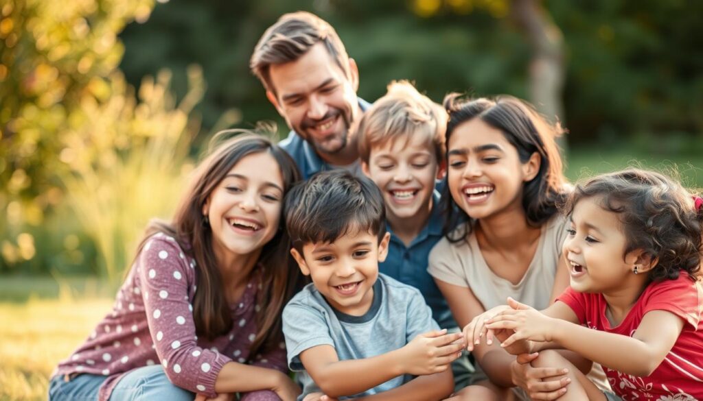 Family with a child with autism enjoying quality time together, showing acceptance and joy