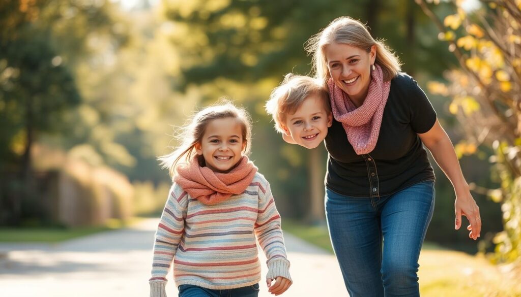Parent and child with autism walking together confidently