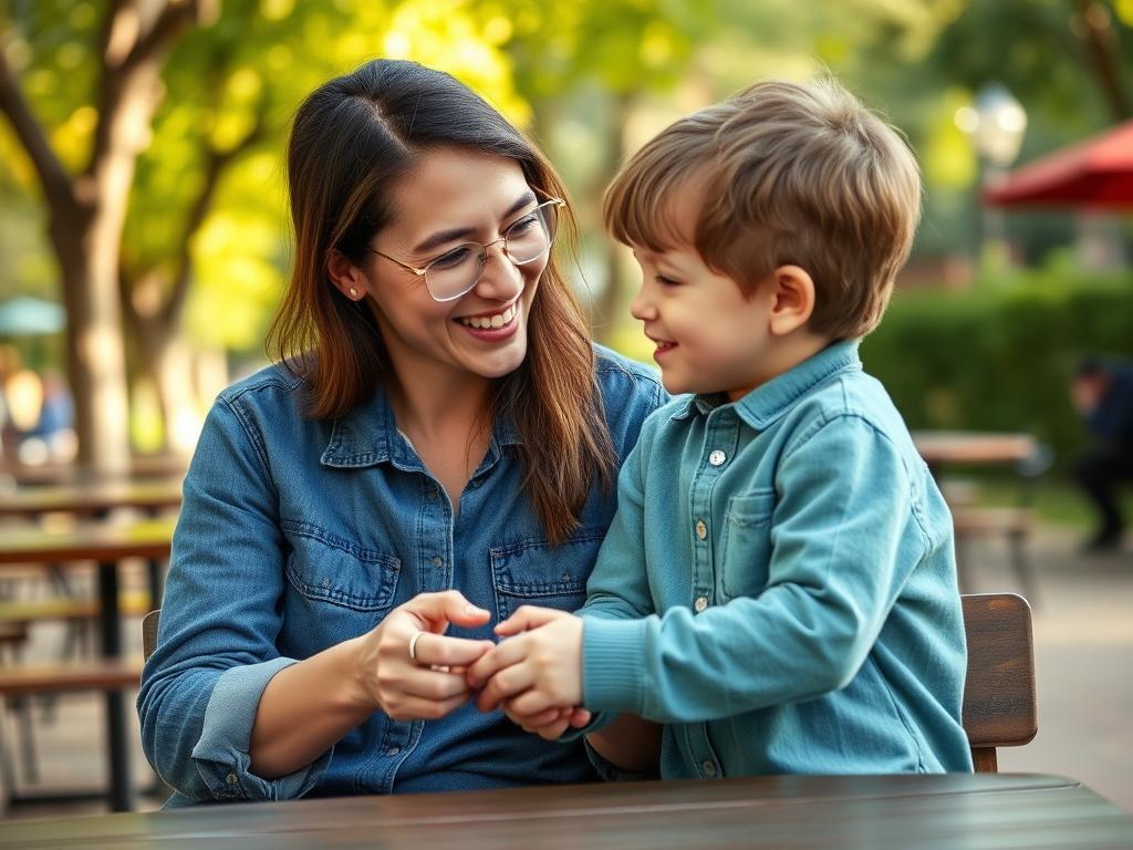Parent spending special one-on-one time with the sibling of a child with autism