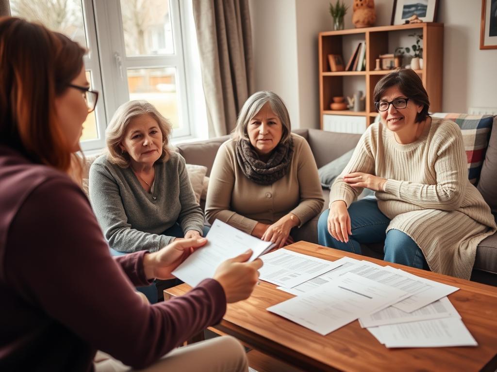 A family discussing respite care eligibility with a social worker in the UK A family discussing respite care eligibility with a social worker in the UK