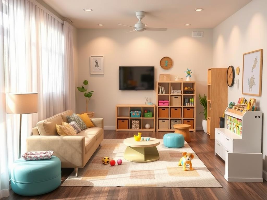 A sensory-friendly respite room designed for individuals with autism A sensory-friendly respite room designed for individuals with autism
