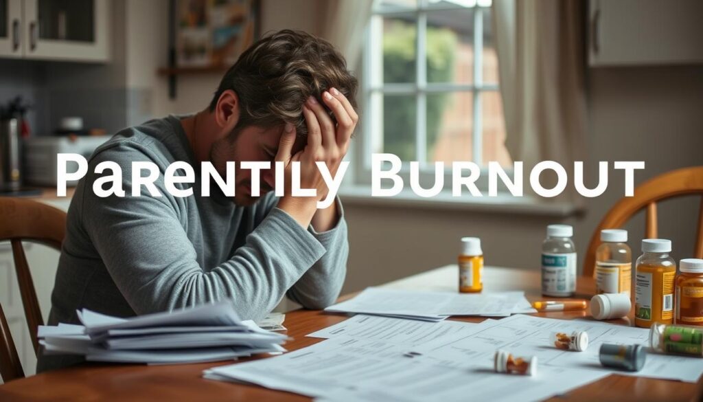 Parent showing signs of burnout while caring for a child with autism