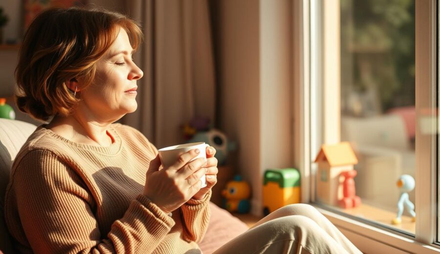 Parent taking a moment for self-care while parenting a child with autism